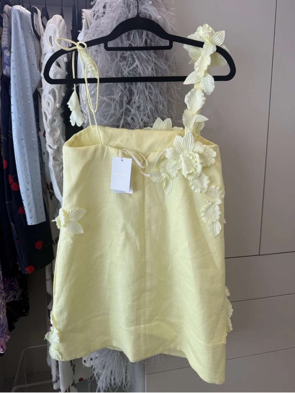 Zimmermann floral High Tide 3d Lift Off yellow Shift Mini Dress, sz 1 - Picture 2 of 3